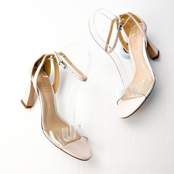 Schutz Womens neutral May Ankle Strap Open Toe Heels Womens Size 7.5 - Picture 6 of 16